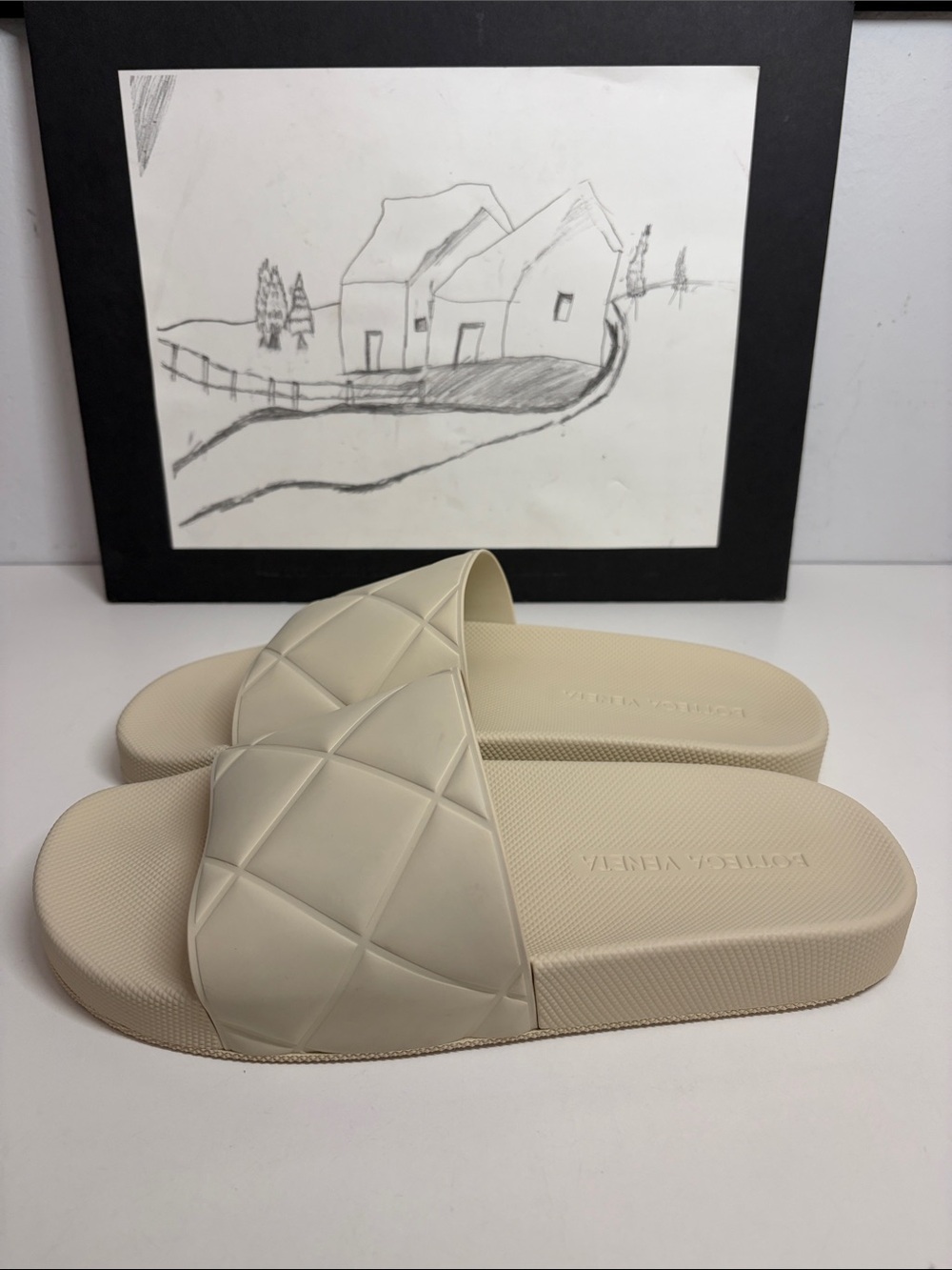 Bottega Veneta Women’s Slider Sandal  Matt Rubber Ivory Size US 9.5 EU 40